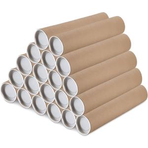 20 PCS Mailing Tubes, 2x20-Inch Kraft Paper Poster Tube, Cardboard Mailing Tube with Caps Shipping Tube for Shipping and Storage of Posters, Crafts, and Documents