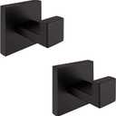 Nolimas Towel Hook Stainless Steel Bathroom Rustproof Clothes Towel Coat Hook Wall Mounted Square Toilet Kitchen, Heavy Duty Door Hanger, 2 Pack, Matte Black