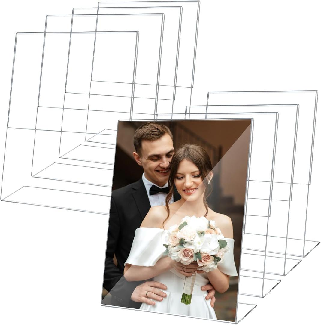 SHENLIU 8.5x11 Acrylic Picture Frames, 8Pcs Clear Acrylic Frameless Transparent Frame Gift for Desktop Display Plug-in Vertical Sign Holder Floating Menu Display Stand for Home Office Restaurant
