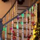 Amooca Christmas Balls Ornaments Hanging Garland Decorations with LED Lights 20pc 12.2ft for Window Wall Stair Railing Xmas Tree Holiday Party Home Decor with Timer Colorful Rhombus Round Balls