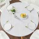 Smiry Round Picnic Tablecloth, Wipeable Flannel Backed Vinyl Tablecloths for 45" - 56" Tables, Waterproof Elastic Fitted Table Covers for Camping, Indoor, Outdoor, Grey & White, For Up to 45"-56" Round