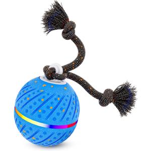 Interactive Dog Toys Ball for Boredom, 2 Modes Automatic Moving Bouncing Dog Toys for Aggressive Chewers, Durable E-TPU Smart Rolling Puppy Enrichment Toys with Rope for Medium Large Dogs