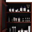 Wood Framed Medicine Cabinet Organizer with Mirror, Surface Mounting or in-wall Installation (Brown, 18x24)