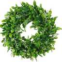 LSKYTOP 11" Boxwood Wreath with Artificial Wreath Green Leaves Door Wall Window Decoration
