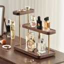 3-Tier Solid Black Walnut Perfume Organizer, Wood Cologne Organizer for Men & Women, Wooden Perfume Display Shelf for Bathroom, Skincare, Cosmetics, Makeup Storage, Ideal Gift