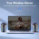 Portable Bluetooth Speaker with Lights, Bluetooth 5.4 Speaker, Powerful Crystal Clear Sound,All Day Playtime,15W Loud Stereo Sound,IPX7 Waterproof,TWS pairing for Outdoor/Home/Party/Travel(Gray)
