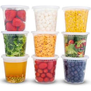 DuraHome Deli Containers with Lids 24oz. Leakproof 30 Sets BPA-Free Plastic Food Storage Cups Clear Airtight Takeout Container Heavy-Duty, Microwaveable Freezer Safe Disposable/Reusable