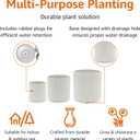 Amazon Basics Fluted Ceramic Planters for Indoor Outdoor Plants, Round Flower Pots with Drainage Hole, Set of 3, 6 inch, 8 inch, 10 inch, White