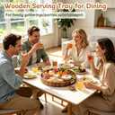 GinSent Acacia Round Wood Serving Tray with Handles,15¾" 15.77" Wooden Circle Tray for Eating, Entertaining, Decorative Tray Ottoman Tray for Living Room,Breakfast Tray, Charcuterie Kitchen Countertop