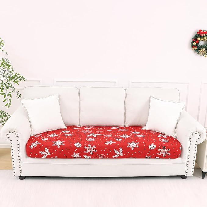 Smiry Printed Couch Cushion Covers, Stretch Soft Couch Covers for Sofa, Washable Non-Slip Sofa Slipcover Furniture Protector for Indoor and Outdoor (Large, Beige)