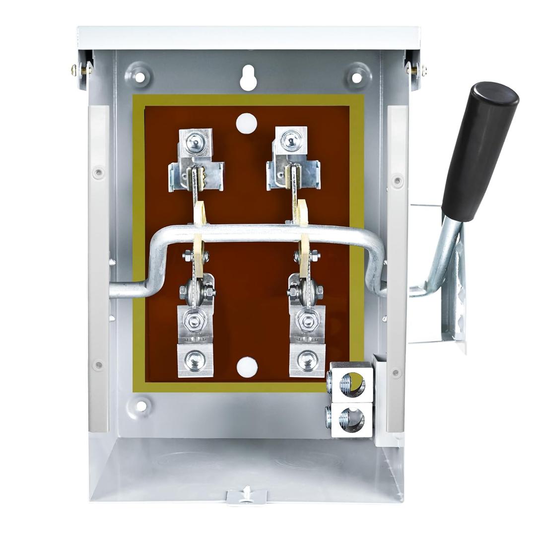 200 Amp General Safety Switch, 2 Pole Non-Fused AC Disconnect Switch Box, NEMA-3R Enclosure, Anti Corrosion and Rust Prevention with Ground Kit for Outdoor&Indoor (200A-2P)