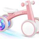 SEREED Colorful Lighting Baby Balance Bike, Toys for 1 Year Old Boys Girls, 12-24 Month Toddler Balance Bike with 4 Silence Wheels, First Birthday Gift (Pink)