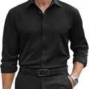 Mens Stretch Dress Shirts Long Sleeve Casual Button Down Shirts Regular Fit Formal Shirts with Pocket, Size: M