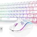 RedThunder K84 Wireless Keyboard and Mouse Combo, Rainbow Backlit Rechargeable Battery, 75% Layout TKL Ultra Compact Gaming Keyboard & Lightweight 3200 DPI Honeycomb Optical Mouse (White)