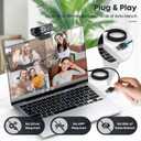 1080P HD Webcam with Microphone, Noise Cancellation, Privacy Cover, Wide-Angle Lens, Auto Light Correction, Plug & Play USB Webcam for Laptop, Desktop, PC, Mac, Zoom, Skype, Streaming (Black)