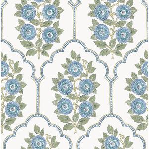 NuWallpaper x Society Social Floral Bazaar Green and Blue Peel and Stick Wallpaper, SSS6316
