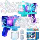 Eaglestone Bubble Gun for Kids 2 Packs, Automatic Bubble Machine, 10-Hole Bubbles Wands Blaster for Toddlers with LED Lights & Solution, Easter, Party Favor, Outdoor Toys for Boys & Girls (Blue, Purple)