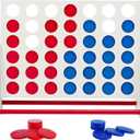 ApudArmis Portable Wooden 4 in a Row Game, Classic Wooden 4-to-Score Game Set with Coins & Carrying Bag-Indoor Outdoor Connect Games for Teens Adults Family