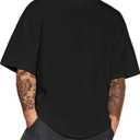 Verdusa Men's Oversized Shirts Short Sleeve Loose Fit Casual Solid Basic Tee Tops (Black, XL)