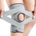 JOMVD Knee Brace for Knee Pain, Meniscus Tear, Adjustable Knee Support with Side Spring Stabilizers for ACL,Meniscus Tear, Arthritis, Patella Stability, Knee Pain Relief, Women and Men,Large (Gray)