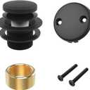 Matte Black Bath Tub Drain and Overflow Kit, Universal All Metal Tip-Toe Bathtub Drain Replacement Kit with Fine/Coarse Thread