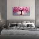 Pink Wall Art Large Tree of Life Wall Art for Living Room Bedroom Office Bathroom Modern Framed Canvas Prints Pink and Grey Picture Size 20x40 Inch