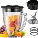 6 Cup Blender Glass Jar With Bladeincluding 1 Glass Jar With Lid 1 4fins Blade 1 Blender Jar Base 3 Pcs Seal Gasket Replacement Parts For Oster Osterizer (NOT Fit Pro, Master Or Versa Models)