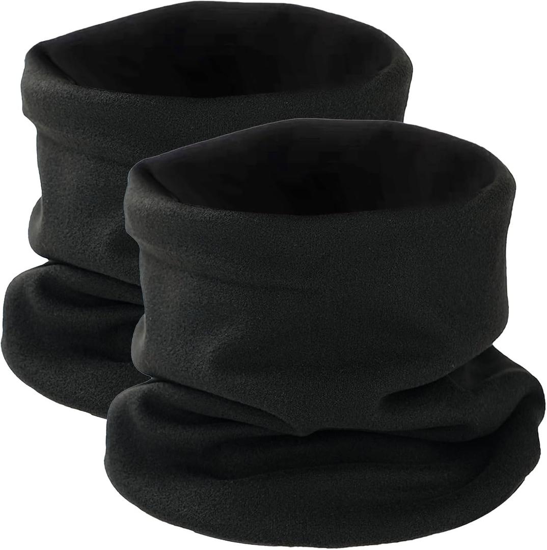 SHEVERCH 2 Pack Neck Warmer for Cold Weather Winter Warm Gaiter Face Mask Men Women Windproof Cover Scarf Ski (Black)
