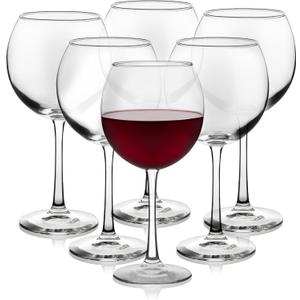 Libbey Vina Red Balloon WineGlasses, 18.25 Oz Elegant Large Red WineGlasses Set of 6, Long Stem Glass WineGlasses for Weddings, Birthdays, and More