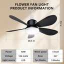 Ceiling Fan with Remote, Portable Small Ceiling Fans with Lights Dimmable for Bedroom, Kitchen, Living Room, 20.5 Ceiling Fan with 3000K-6500K/40W, Screws into E26/E27 - Black