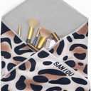 2 x Magic Self-Adhesive Cosmetic Makeup Storage Bag for Travelling, Protectable Travelling Organizer, Easy-Packing Cosmetic Bag Magic Patch Cloth, Camera Lens Protection Wrap, Camera Bag, (Gold Leopard)