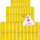 CASA COPENHAGEN Ecstatic 6 Pieces Towel Set- Butter Yellow, 600 GSM 2 Bath Towel 2 Hand Towel 2 Washcloth, Designed in Denmark Made of Soft Egyptian Cotton for Bathroom, Kitchen & Shower.
