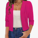 Women's 3/4 Sleeve Cropped Cardigan Sweaters Open Front Bolero Short Shrugs S