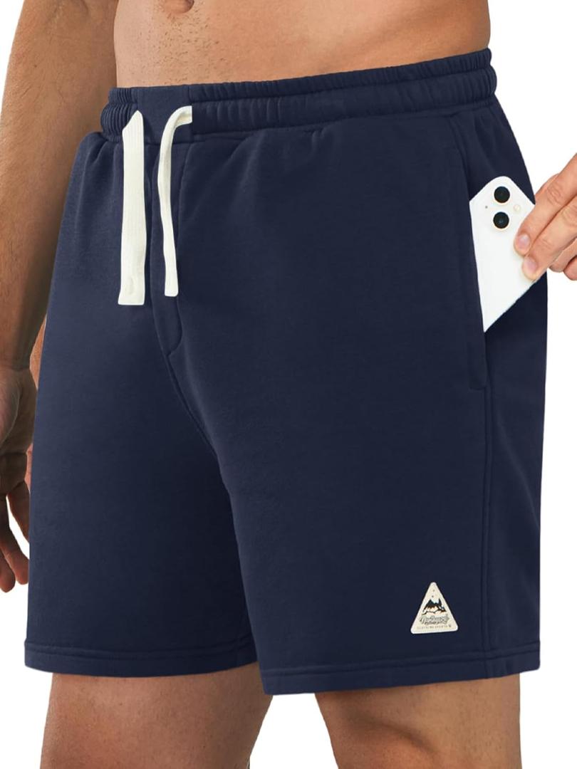NORTHYARD Men's 7" Athletic Running Shorts with Zipper Pockets Quick Dry Lightweight Workout Gym Short (Navy, S)