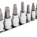 Powerbuilt 240094 8 Piece Zeon Metric Hex Bit Socket Set - with use for Damaged Fasteners, Standard, Rusted, Rounded Bolts, Size from 3mm to 10mm, Silver