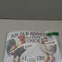 Funny Gifts for Women Chicken Lovers Farm Enthusiasts An Old Rooster And A Cute Chick Live Here Chicken Tin Sign for Chicken Coop Farm Kitchen Garden Yard Decor 8 X 12 Inch (3821) (Light Blue)