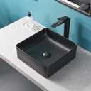 Davivy 14.3'' Matte Black Bathroom Sinks with Pop Up Drain,Square Vessel Sinks,Bathroom Sinks Above Counter,Ceramic Vessel Sink,Square Sink Bowls for Bathroom
