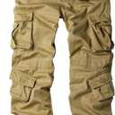 AKARMY Men's Casual Cargo Pants Military Army Camo Pants Combat Work Pants with 8 Pockets (42W x 30L, Khaki)
