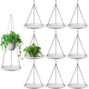 Hanging Planter for Indoor Outdoor Plants, 12" Plant Saucer with Basket Chains, Adjustable Plants Hanger Shelf Decorative Hanging Plant Flower Pot for Window Wall Ceiling Home Decor(10 Pcs,White)