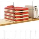 HBlife 8 PCS Adhesive Shelf Dividers for Closet Organization, Fit Wood Shelf Separators for Bedroom and Kitchen for Sweater, Shirts, Handbags (Clear (8 Inches Tall, T Shape))