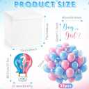 28in Extra Large Gender Reveal Gift Box with Big Hot Air Foil Balloon and 12in Pink Blue Balloon Set Jumbo Giant Gift Box Decoration Kit with Boy or Girl Theme Stickers, 20.47 x 12.4 inches