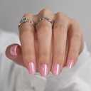 BTArtbox Press On Nails Short - Square Press On Nail, Pink Chrome Nail Tips Glue On Nails with Nail Glue, Reusable Stick On Nails in 15 Sizes - 30 Soft Gel Fake Nails Kit, Lotus Glazed