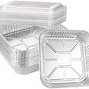 Waytiffer 16-Pack Disposable Aluminum Foil Tins - Heavy Duty Square Cake & Baking Pans with Plastic Dome Lids