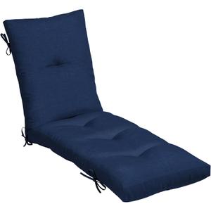 Arden Outdoor Plush Modern Tufted Chaise Cushion, 76 x 22, Rain-Proof, Fade Resistant, Tufted Cushion for Chaise Lounger Sapphire Blue Leala