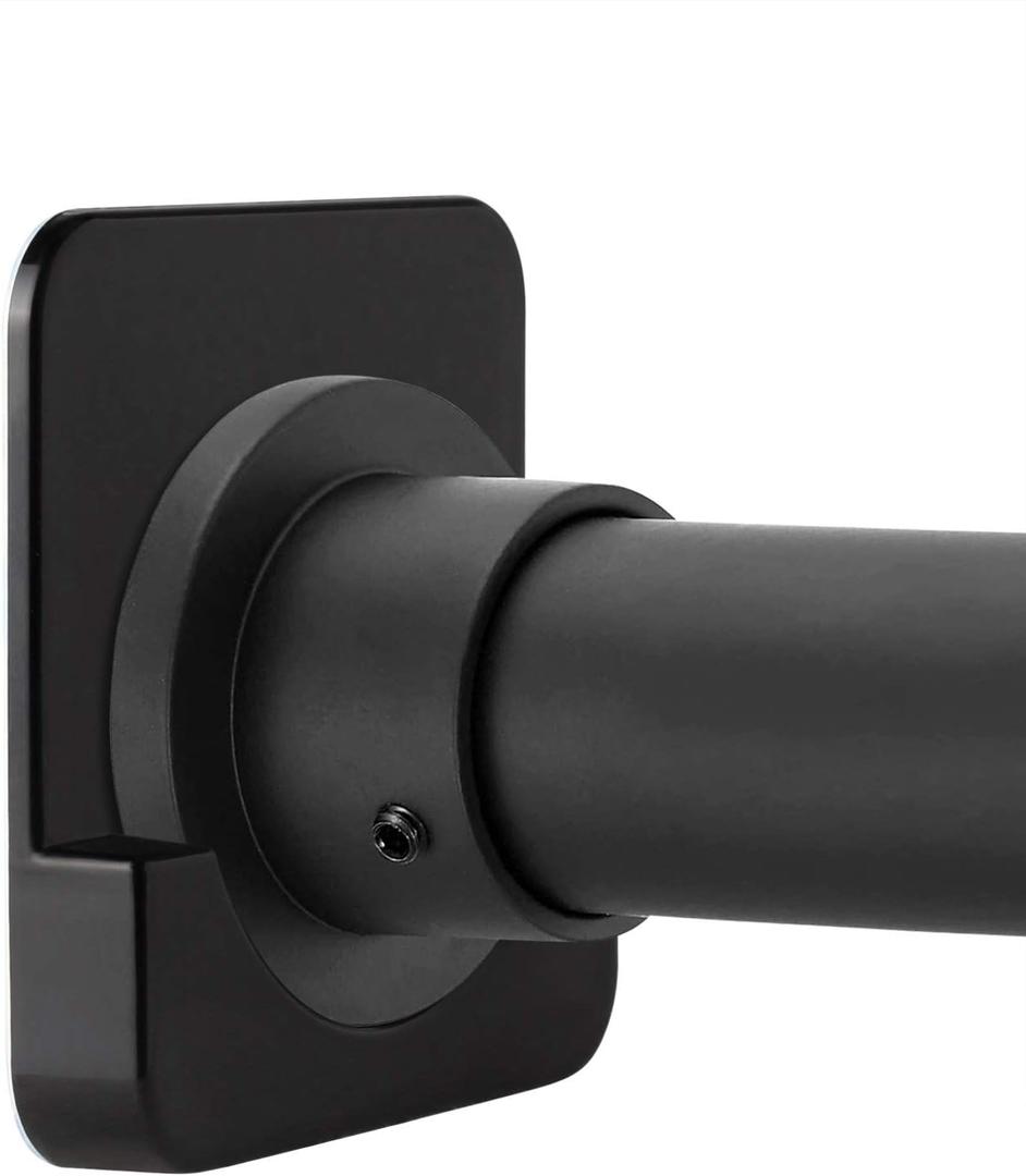 Black Shower Curtain Rod Holder for Wall Mount | Adhesive Shower Tension Rod Retainer for Tile | No Drilling | Stick On | 2 Pack, (Shower Curtain Rod Not Included)