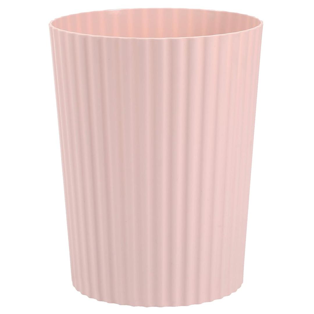 JiatuA Small Trash Can Plastic Wastebasket Round Garbage Container Bin for Bathroom, Kitchen, Bedroom, Home Office, College Dorm, Pink (1.8 Gallons)