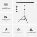 Meking 5x6.5ft Adjustable T-Shaped Backdrop Stand with Carry Bag and 4 Heavy Duty Clamps, Small Backdrop Holder Foldable T-Shape Background Support Stand