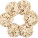 DuHouse 8.7" Silk Hydrangea Flower Heads with Stems Fake Hydrangeas Flowers for DIY Wedding Centerpiece Home Decor, Pack of 6(Sand)