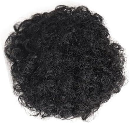 Cabilock Curly Afro Puff Hair Bun Extension 1pcs 15cm Synthetic High Temperature Resistant Drawstring Messy Chignon Hairpiece for Women Black