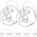 2 Pack CaraCups Wearable Milk Collection Sets and 10pcs Flange Inserts 13/15/17/19/21 * 2pc for Spectra S1 S2 9 Plus and SG, Fit for Spectra/Medela/Lansinoh 24mm Wearable Breast Pump Collection Cup